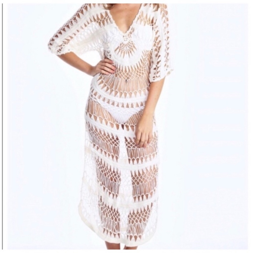 ♥️ Wildfox SWIM white crochet cover-up dress XS / S